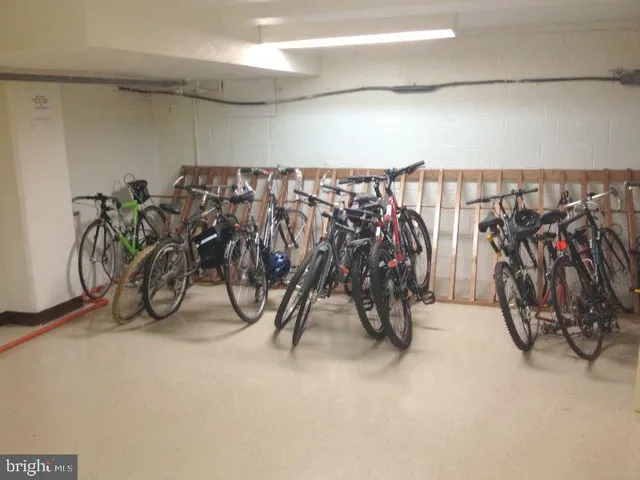 a view of bike storage and utility room