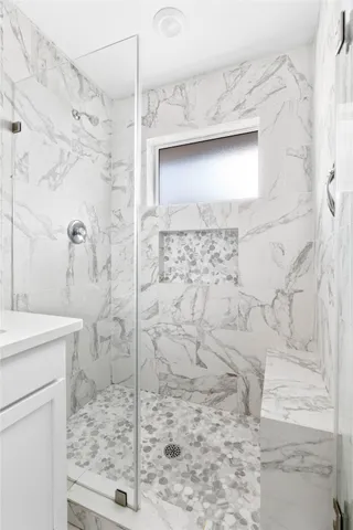 a bathroom with a shower