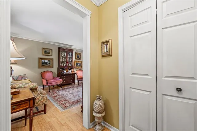 a bedroom with a bed and a table in it