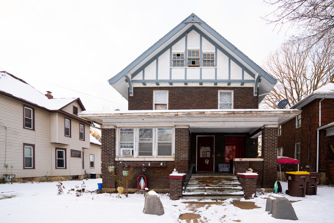 a front view of a house