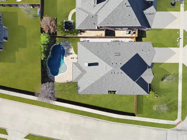 an aerial view of a house