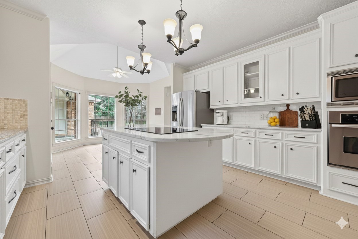 2115 Foreland Drive Houston, TX 77077 - Photo 13 of 50 Virtually staged. What a little paint and different countertops can do to transform this kitchen!