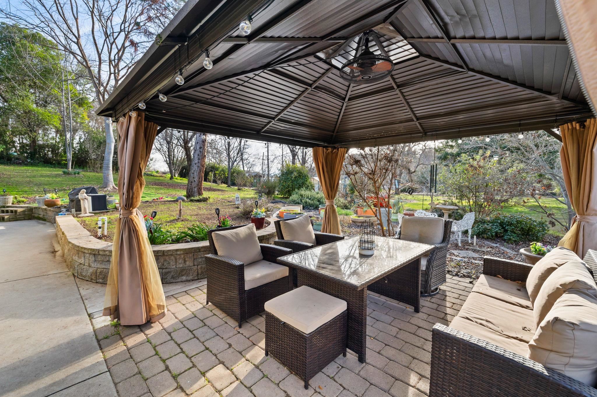 10177 Pulpit Rock Road Jamestown, CA 95327 - Photo 24 of 60 View of patio / terrace featuring a gazebo and outdoor dining area