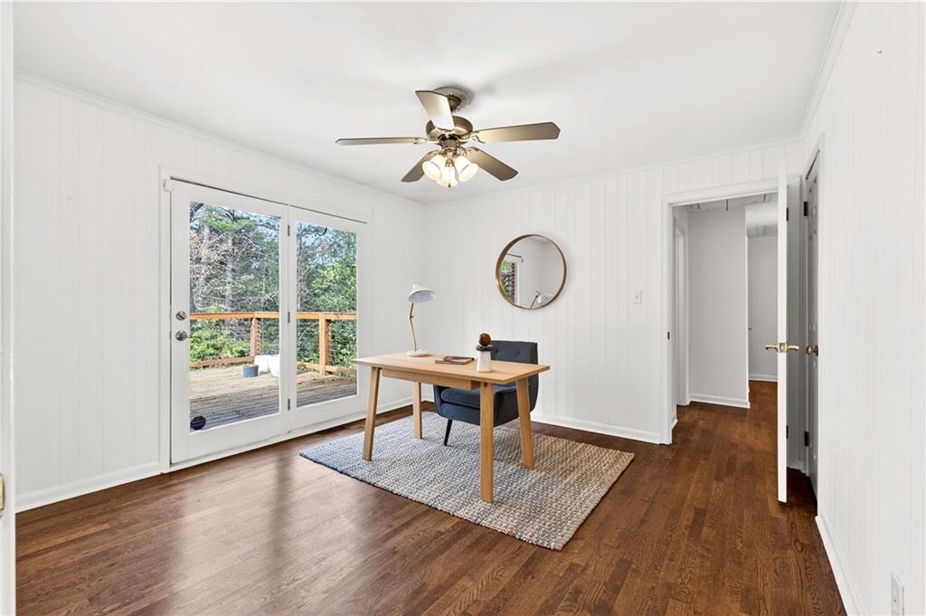 632 Willivee Drive Decatur, GA 30033 - Photo 17 of 44 a view of a work space with wooden floor and a window