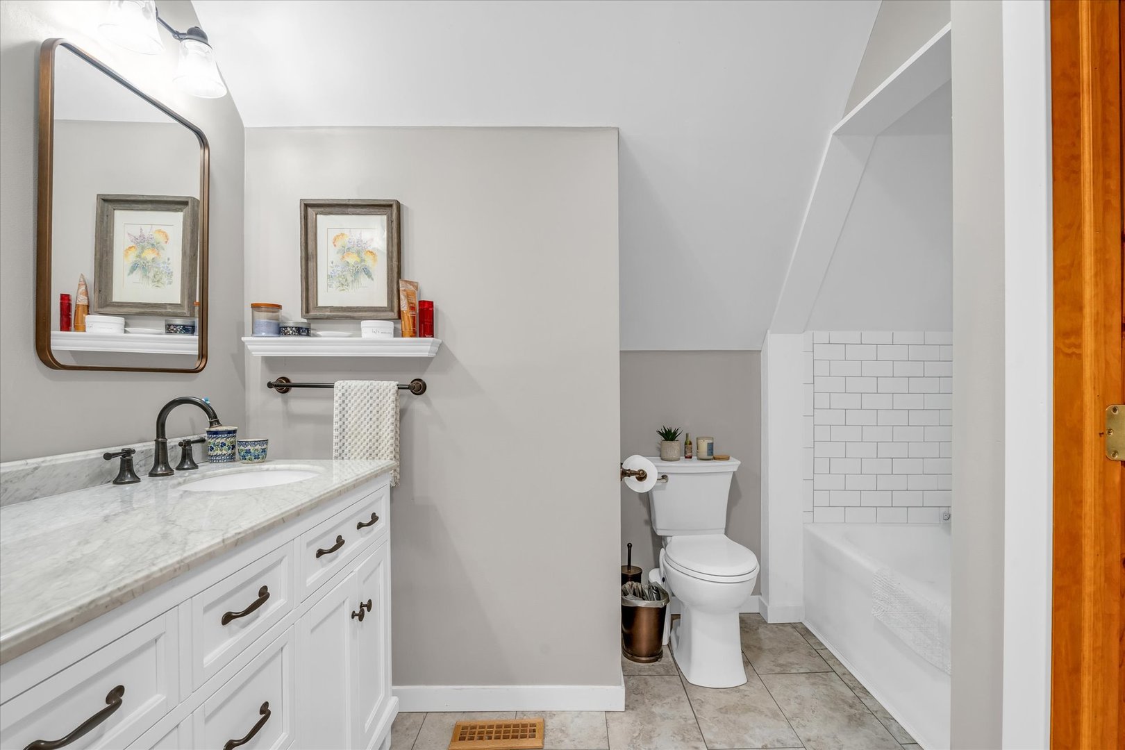 15262 North 450 East Road Fithian, IL 61844 - Photo 37 of 66 a bathroom with a granite countertop toilet sink and mirror