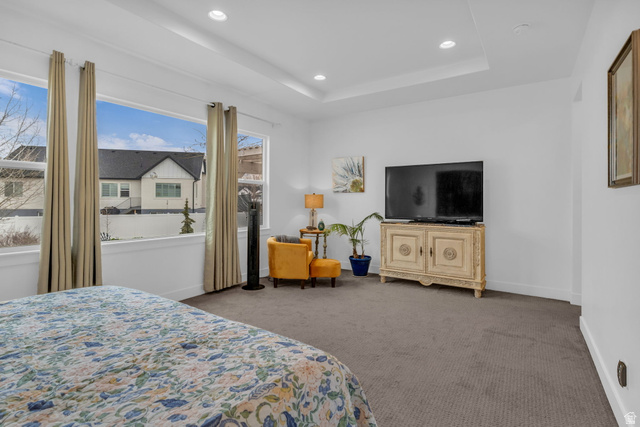 2454 West Jackson Street Mapleton, UT 84664 - Photo 20 of 63 Carpeted bedroom with recessed lighting and a raised ceiling