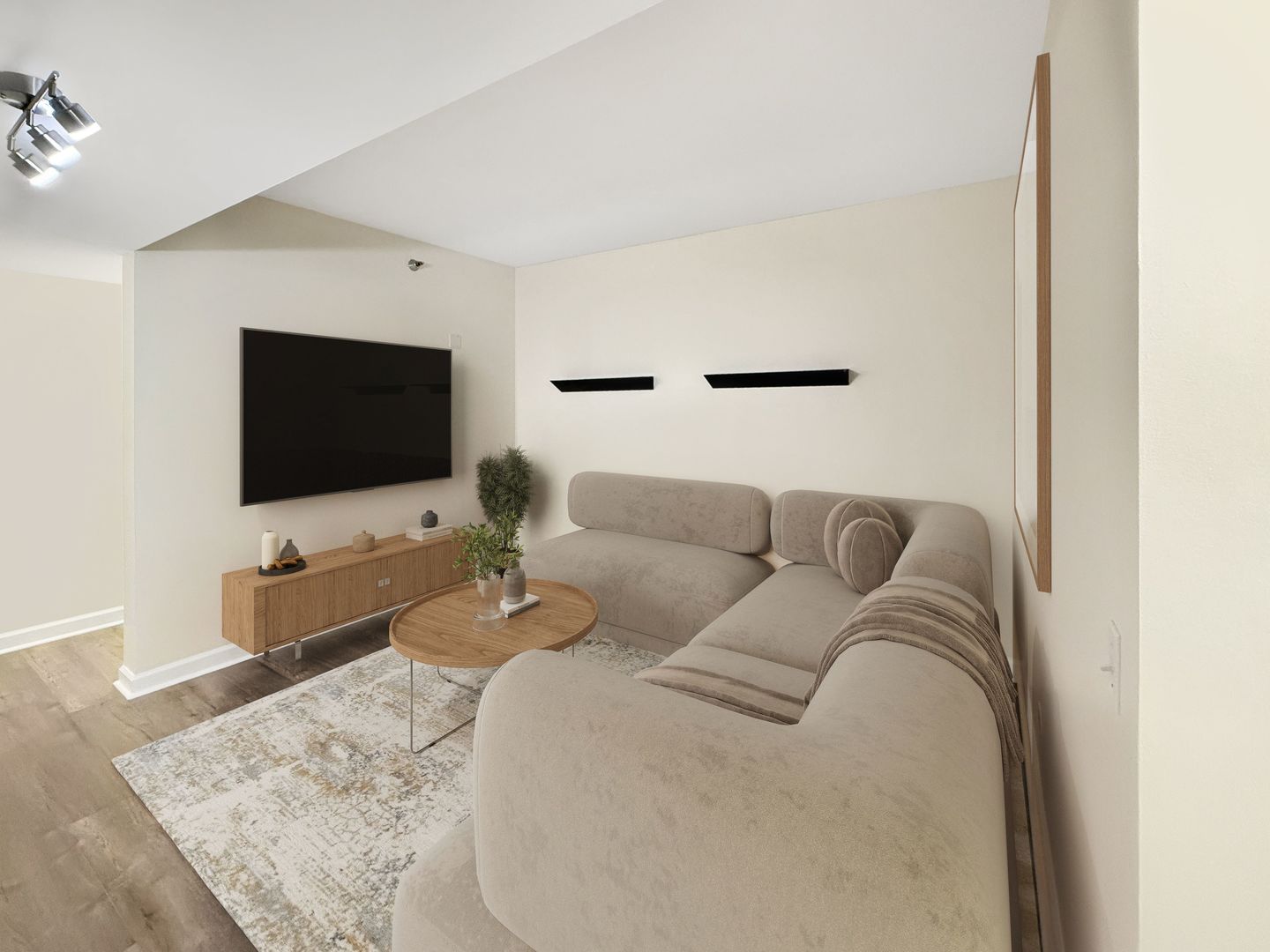 720 West Randolph Street, Unit 608 Chicago, IL 60661 - Photo 13 of 40 a living room with furniture and a flat screen tv