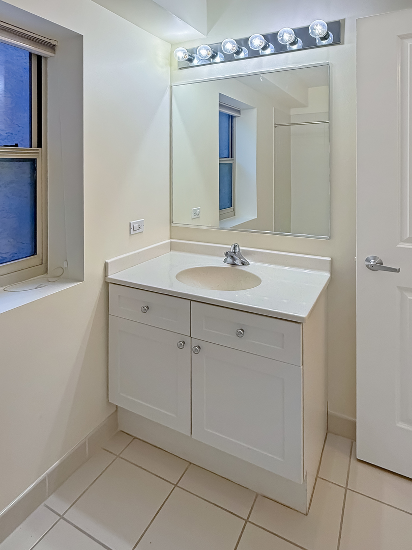 720 West Randolph Street, Unit 608 Chicago, IL 60661 - Photo 9 of 40 a bathroom with a sink vanity and mirror