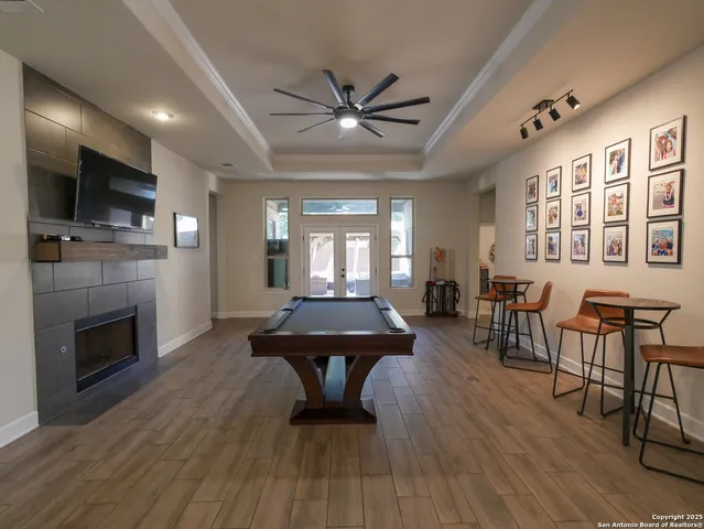 a living room with furniture and a view