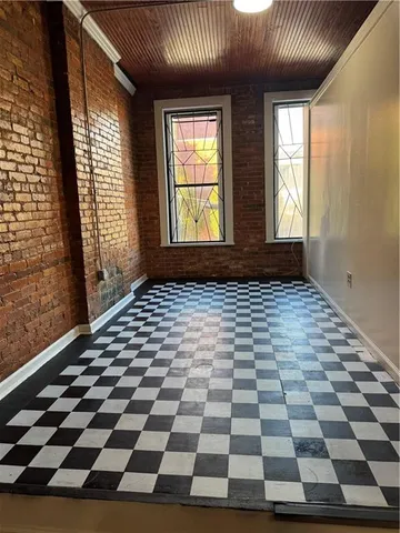 a black and white checkered floor