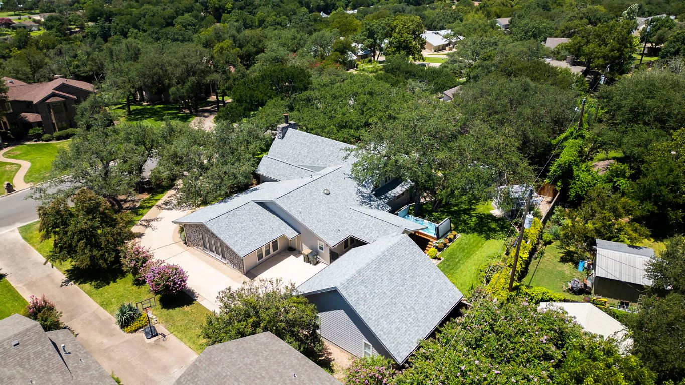 2911 Gabriel View Drive Georgetown, TX 78628 - Photo 36 of 39 an aerial view of a house with swimming pool and garden
