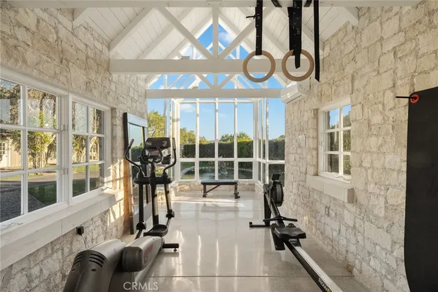 a view of a patio in backyard