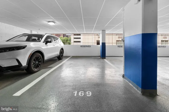 a view of a car in garage