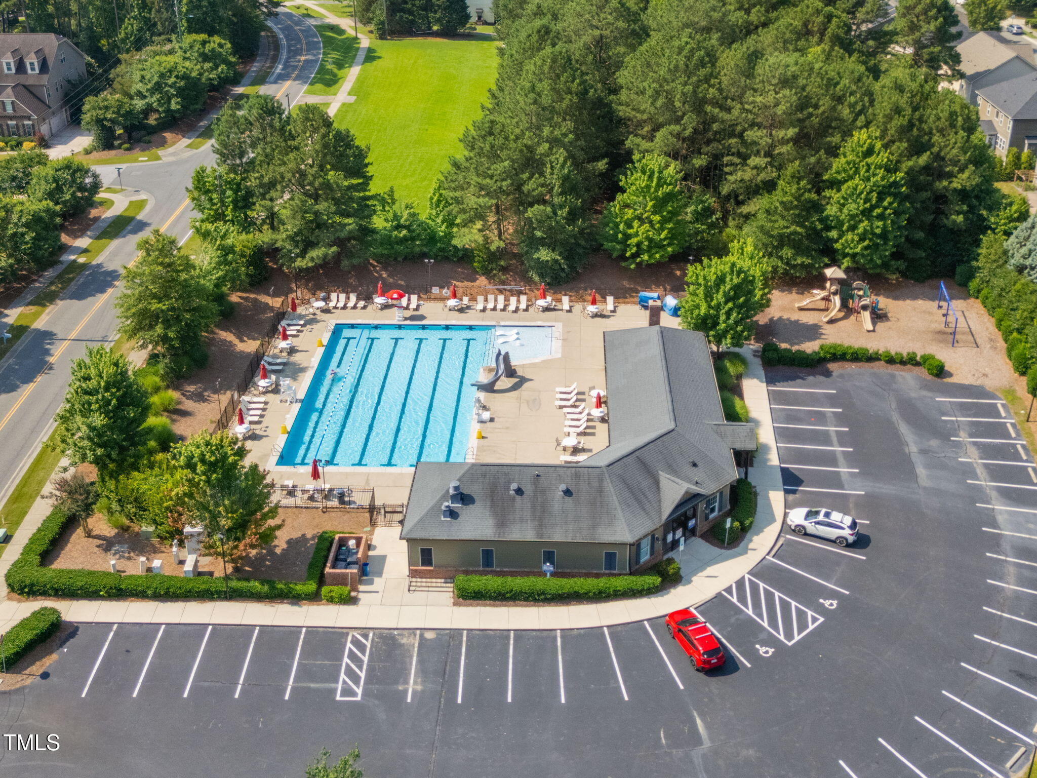 2712 Lake Waccamaw Trail Apex, NC 27502 - Photo 39 of 41 an aerial view of a house with a yard