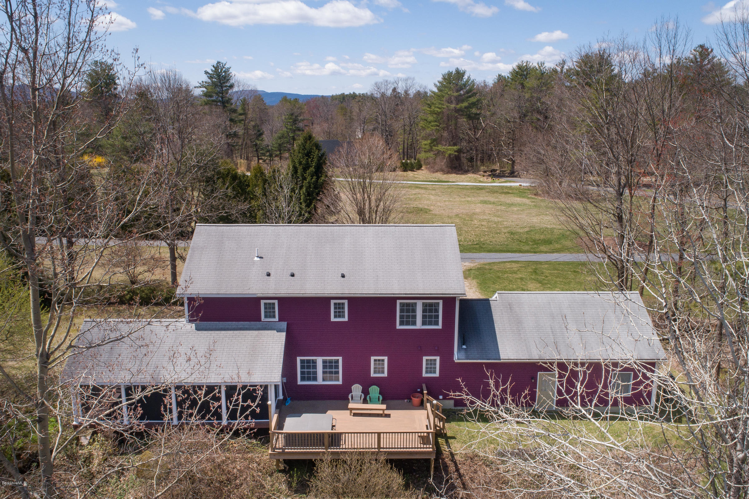 435 Stockbridge Road Lee, MA 01238 - Photo 4 of 21 Aerial View of Rear with Deck