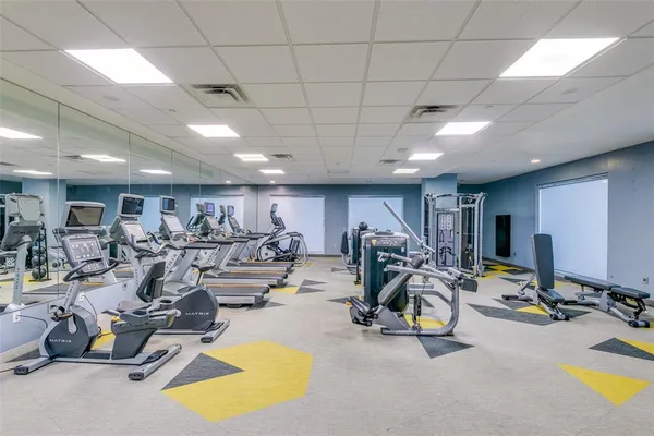 a view of a room with gym equipment