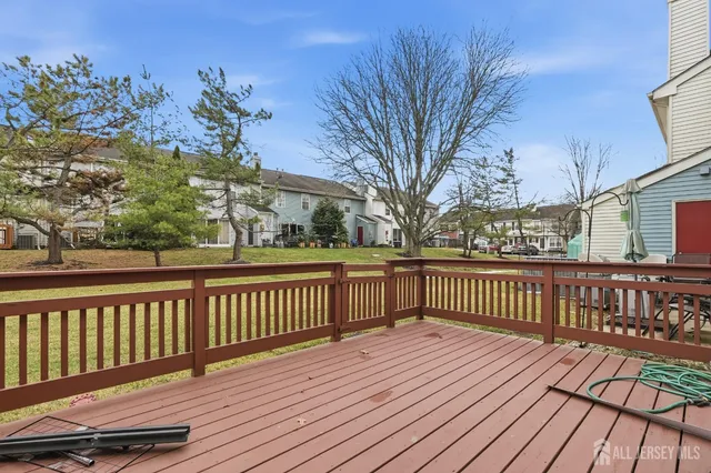 a view of a wooden roof deck