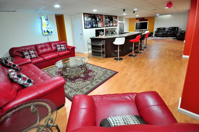 a living room with furniture