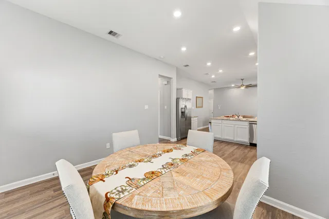 a workspace with wooden floor