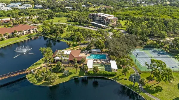 a aerial view of a house with a garden