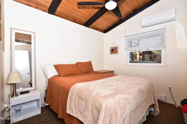 a view of a lake with a yard