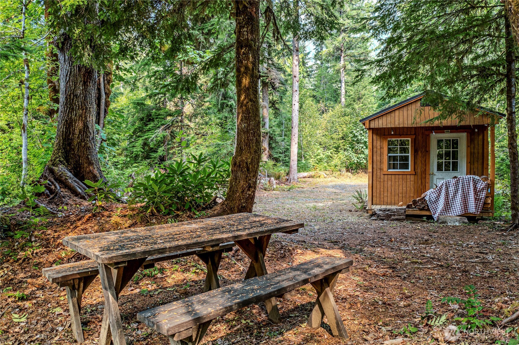 0 North Duckabush Road Brinnon, WA 98320 - Photo 23 of 29 a view of a wooden chairs and table in the backyard