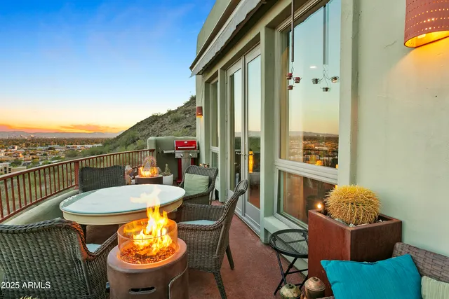 a view of a city from a balcony