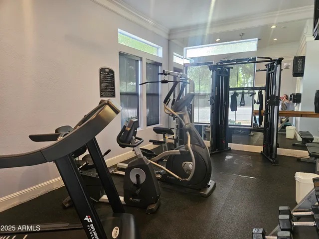 a room with gym equipment