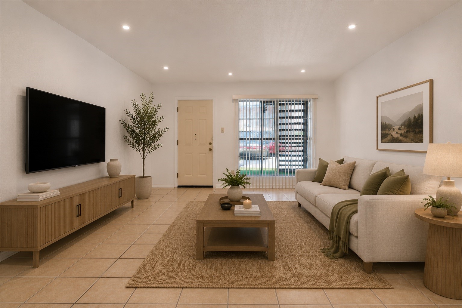 9616 Long Point Road, Unit 63 Houston, TX 77055 - Photo 2 of 17 Bright, open living room with updated LED lighting and stylish staged layout.