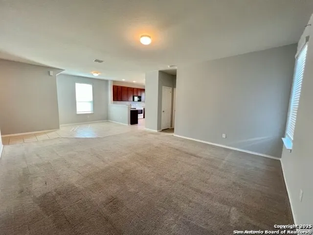 a view of a big room with closet and windows