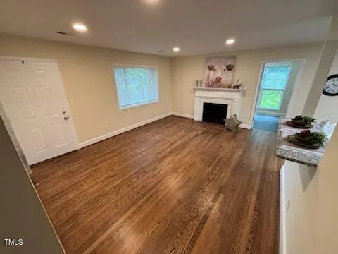 a view of a livingroom with a fireplace