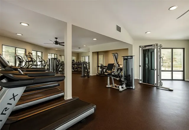 a view of a room with gym equipment
