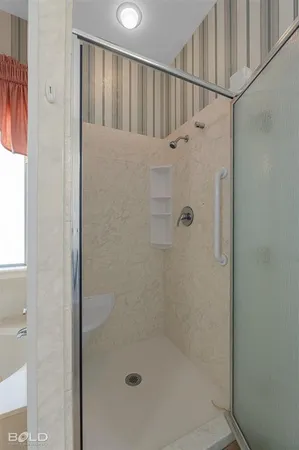a bathroom with a shower