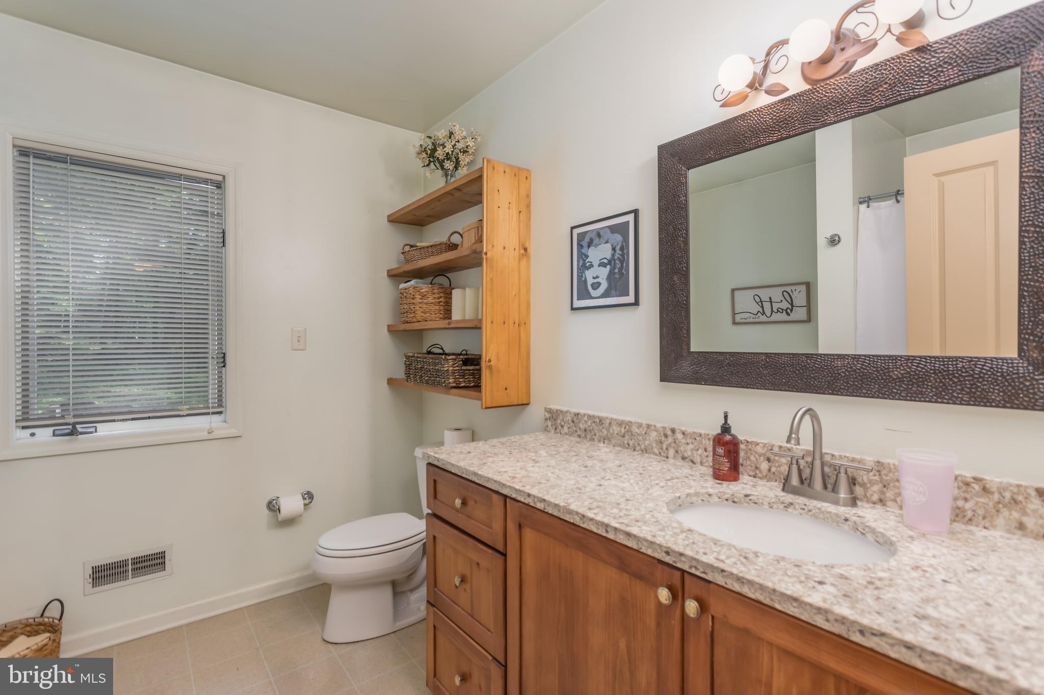 379 Wintergreen Way Berkeley Springs, WV 25411 - Photo 14 of 55 a bathroom with a granite countertop sink mirror vanity and toilet