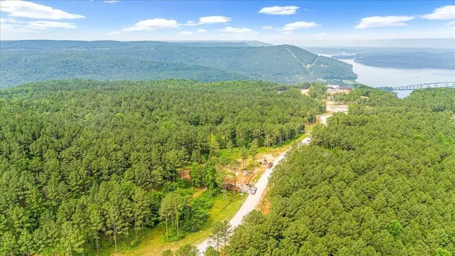 a view of a big yard with lots of green space