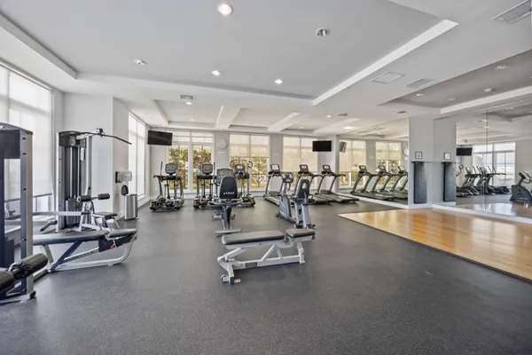a view of a room with gym equipment