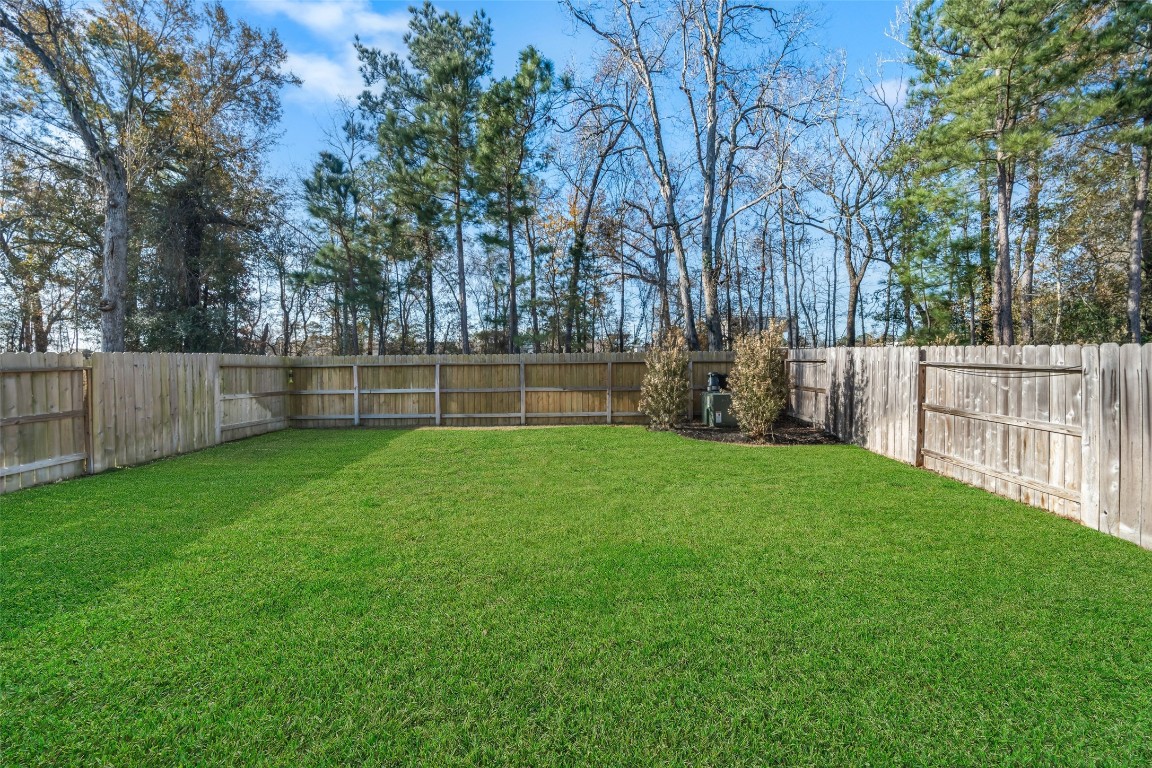 27479 Vivace Drive Spring, TX 77386 - Photo 25 of 25 a view of a backyard with wooden fence and large trees
