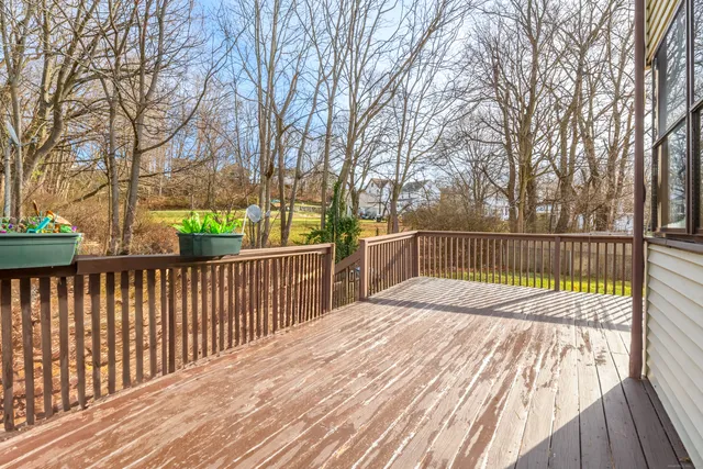 a view of a wooden deck