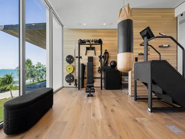 a view of a room with gym equipment