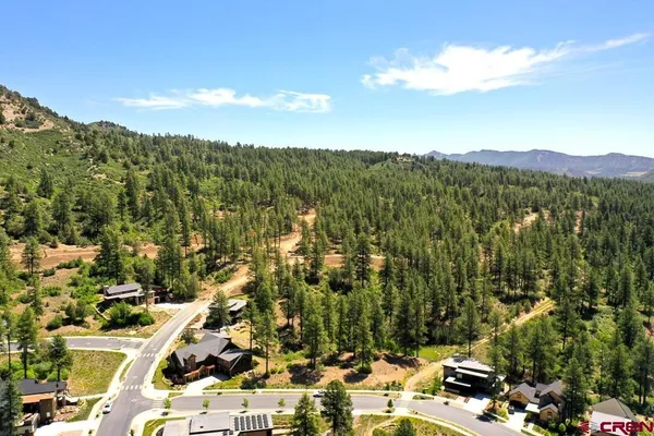 a view of swimming pool with a yard and fountain in the background