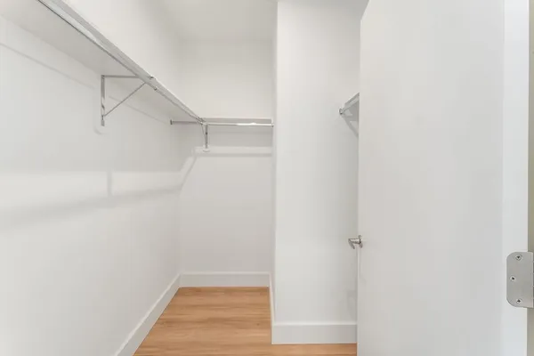 a view of small space with racks on the wall