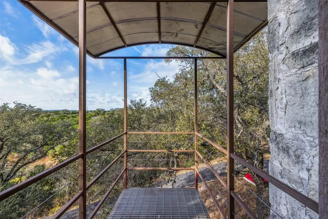 a view of a glass door