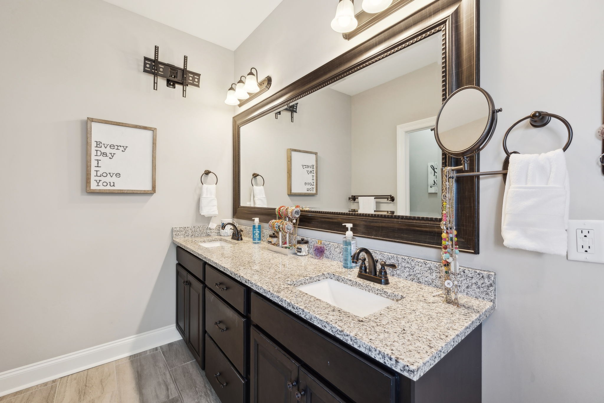 109 Watermill Lane Lebanon, TN 37087 - Photo 37 of 69 a bathroom with a granite countertop sink and a mirror