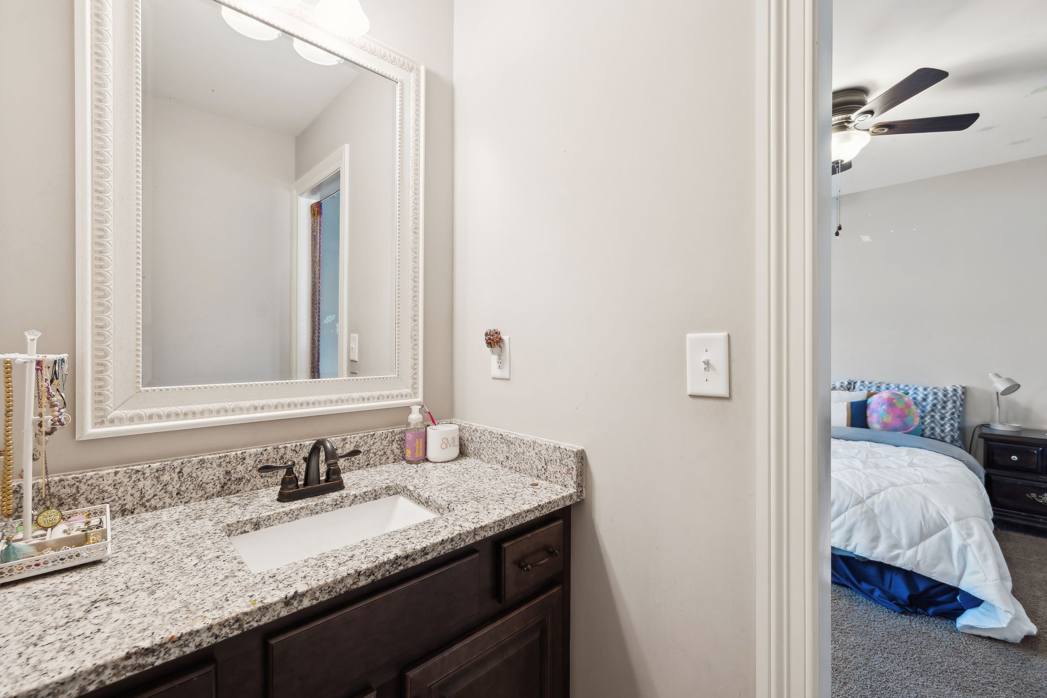 109 Watermill Lane Lebanon, TN 37087 - Photo 49 of 69 a en suite bathroom with a granite countertop sink and a mirror