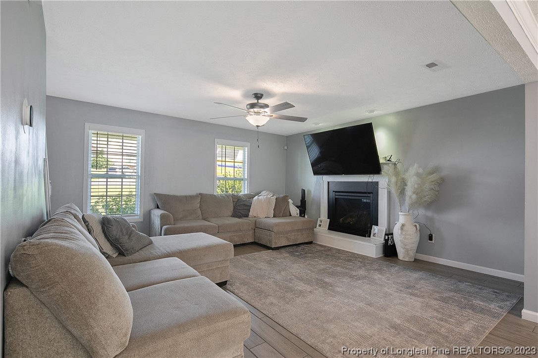 244 Rockingham Street Spring Lake, NC 28390 - Photo 12 of 34 a living room with furniture a fireplace and a flat screen tv