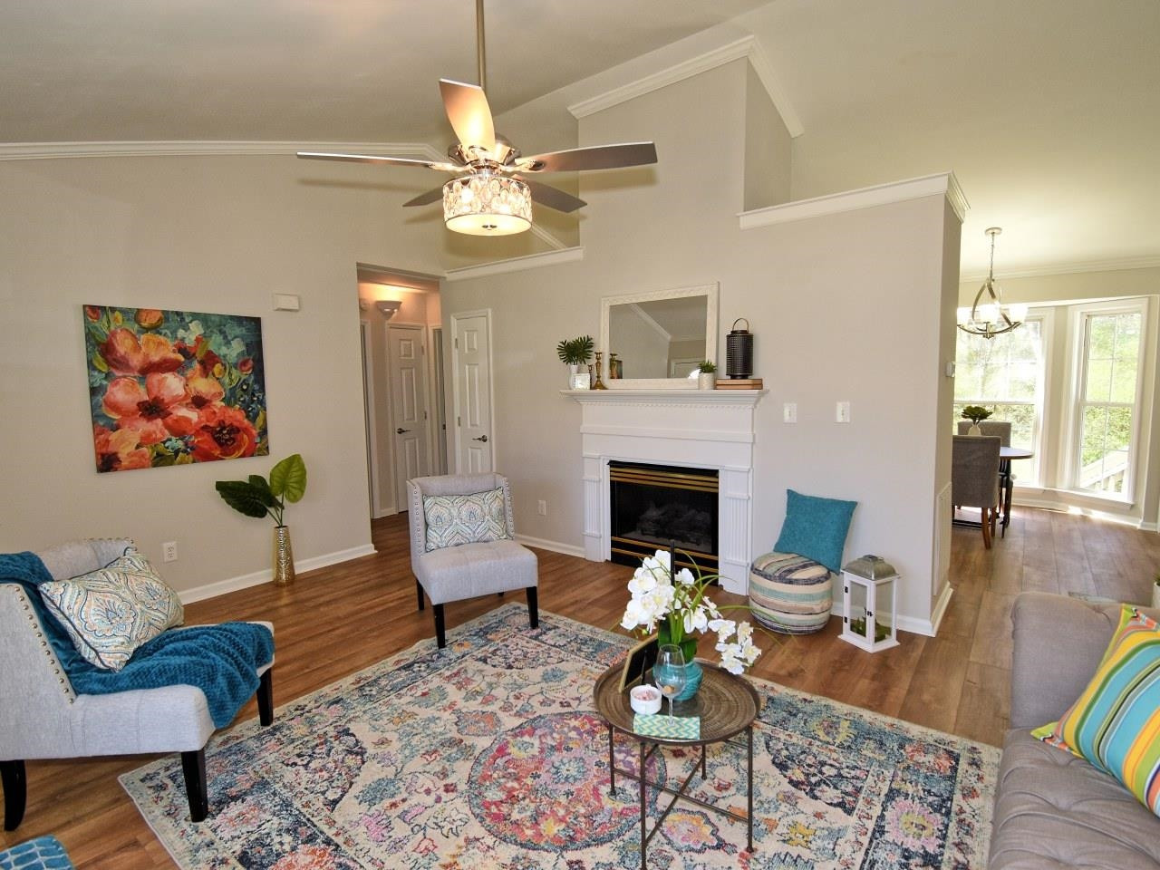 2201 Ruddy Road Raleigh, NC 27616 - Photo 5 of 27 a living room with furniture and a fireplace