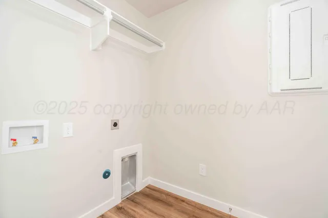 a view of small space with racks on the wall