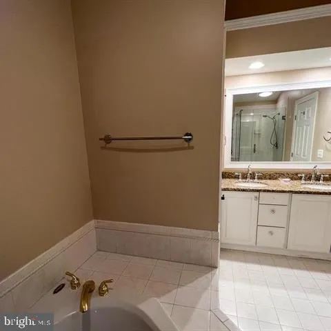 a bathroom with a bathtub and a sink