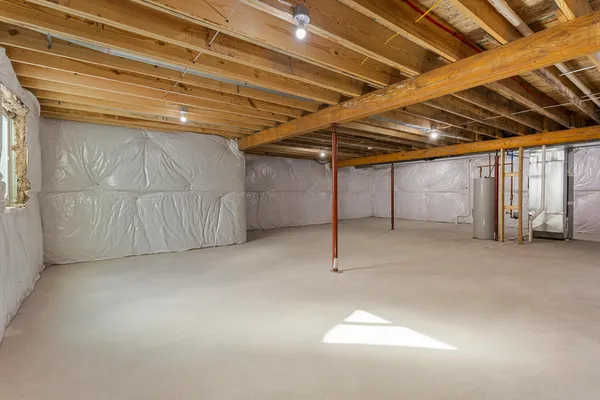 a view of an empty room with a garage