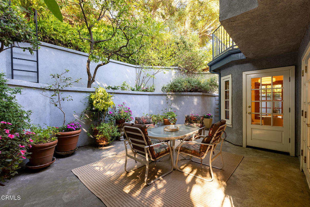 23 Hidden Valley Road Monrovia, CA 91016 - Photo 25 of 27 a view of a patio with furniture and a potted plant